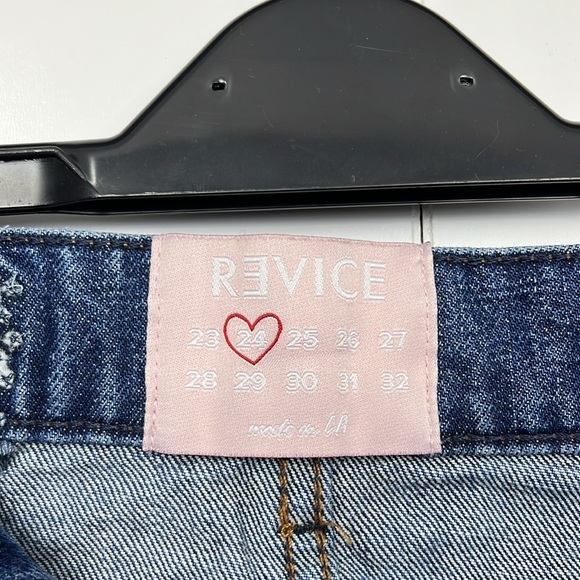 Revice Womens Jeans Light/Dark Wash Mix 24 Patchwork Button Fly Distinctive EUC - Picture 2 of 16
